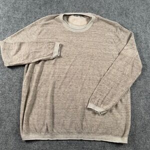 Williams & Kent Sweater Mens 2XL Tan Linen Cotton Knit Crewneck Pullover Ribbed